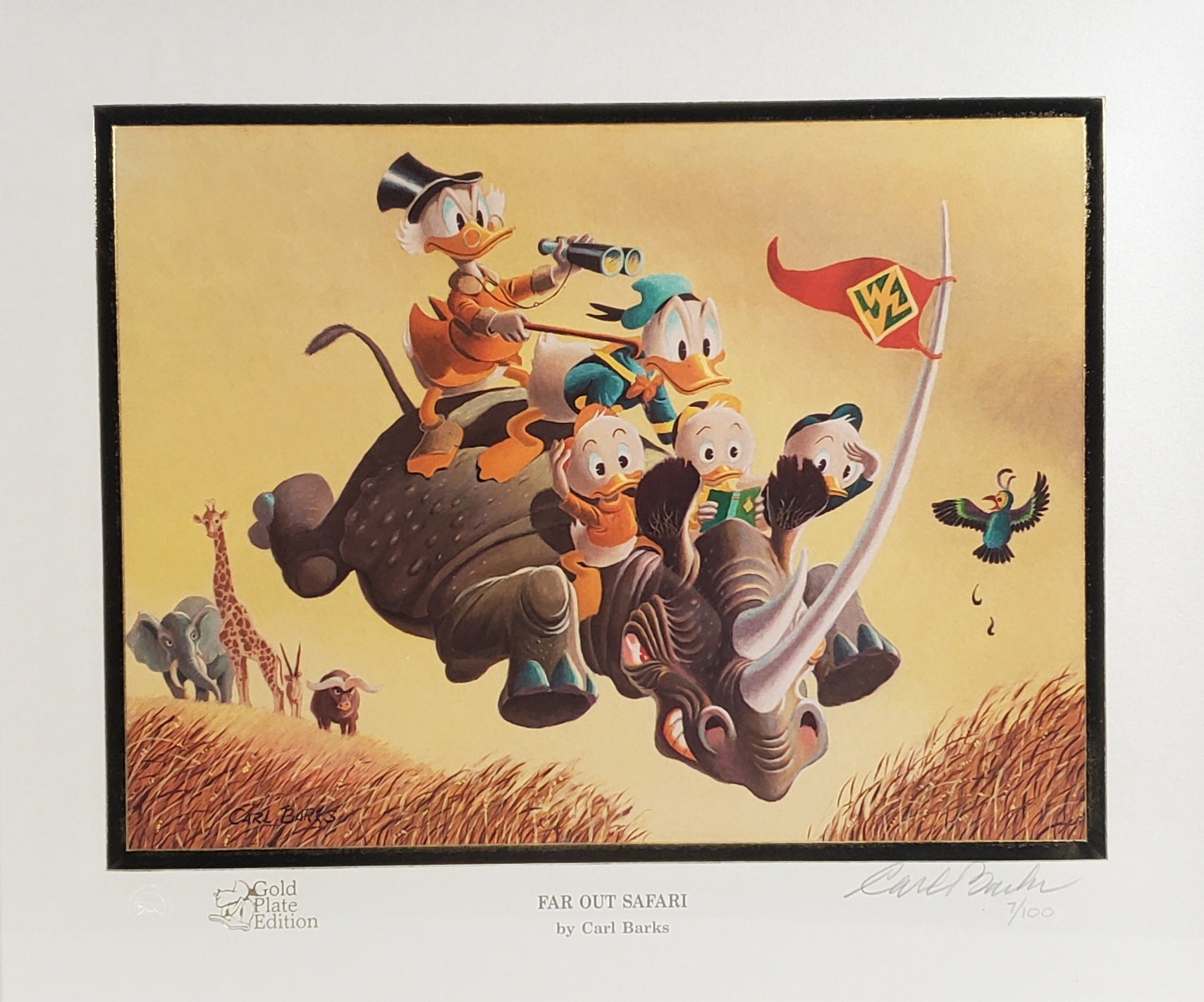 Donald Duck and Uncle Scrooge Far Out Safari Carl Barks Signed Gold Plate Edition